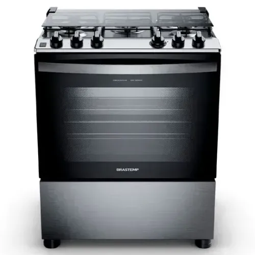 FOGÃO BRASTEMP INOX 05 BOCAS CINZA TURBO CHAMA SEMI-NOVO COM NOTA FISCAL