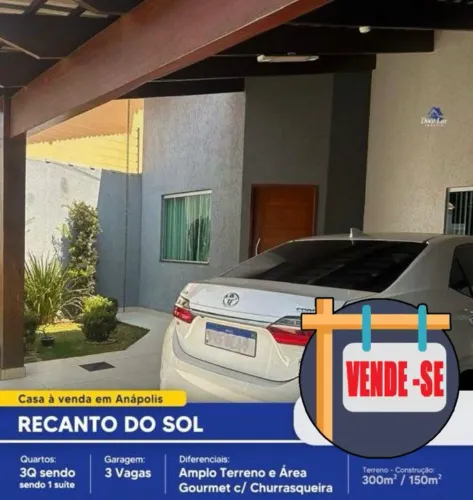 ? Casa Top 3 Quartos c/ Área Gourmet e Garagem 3 Carros - Recanto do Sol