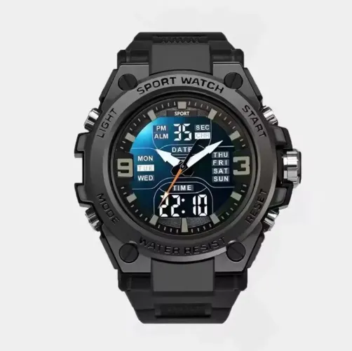 Relógio Sanda Black Dual Time Esportivo