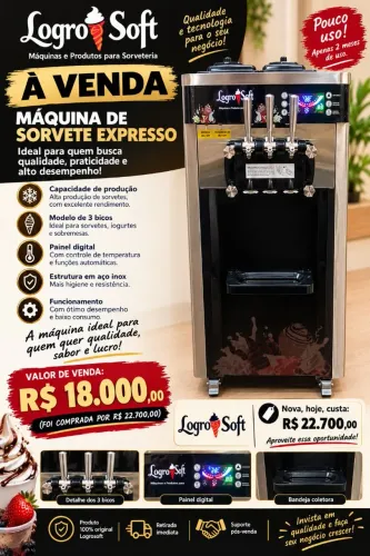Vendo máquina de sorvete logro soft