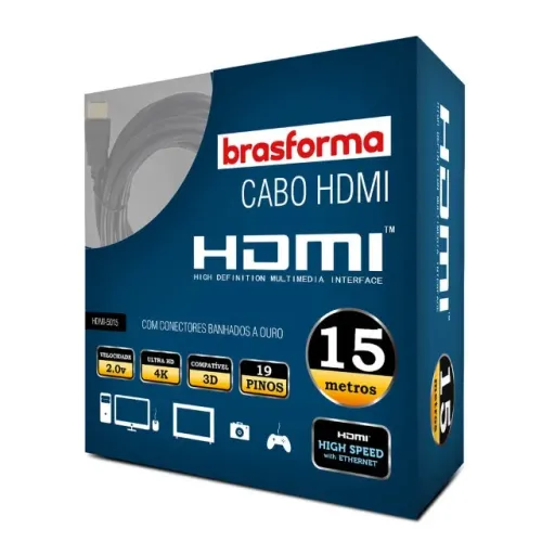 Cabo HDMI de Alta Definição 15 Metros Brasforma