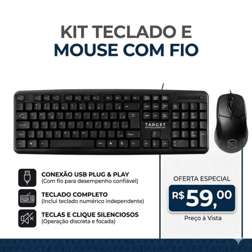 Kit Teclado e Mouse Escritório Tgt (Produto Novo)
