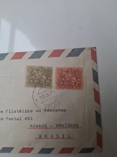 Dupla de selos postal Portugal. Cavaleiro. 