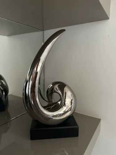 Escultura Decorativa Abstrata Cromada - Moderna