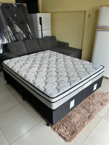 Cama BOX QUEEN Usada Bem Conservada Colchão De Molas - Entrega Grátis