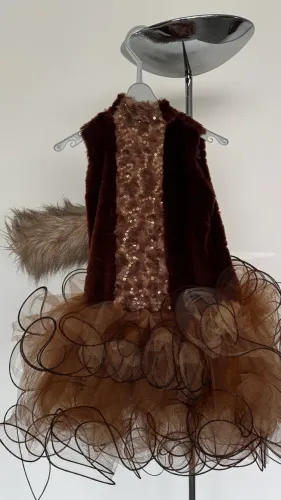 Figurino de Balé / Dança Esquilo Completo (Com Tiara e Rabo Felpudo)