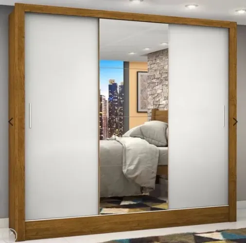 Guarda Roupa Freijó Branco Urban 3 Portas