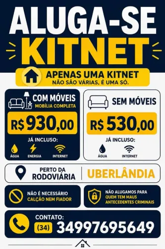 ? ALUGA-SE KITNET - UBERLÂNDIA/MG