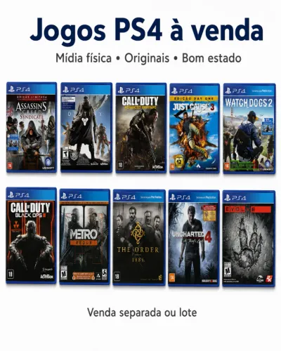 Lote 10 Jogos PS4 Originais - Uncharted, COD, Metro e mais