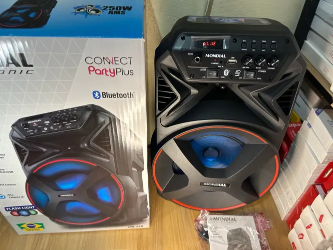 Caixa de som amplificada mondial 250w nova com garantia e lacrada qualidade premium