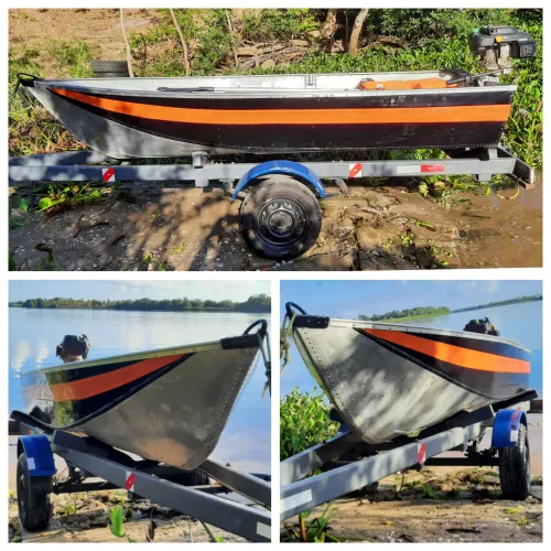 Barco de alumínio com motor 4 tempos de 6.5 hp