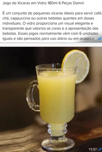 06 Xícaras 180ml P/chás, cafés, capuccino