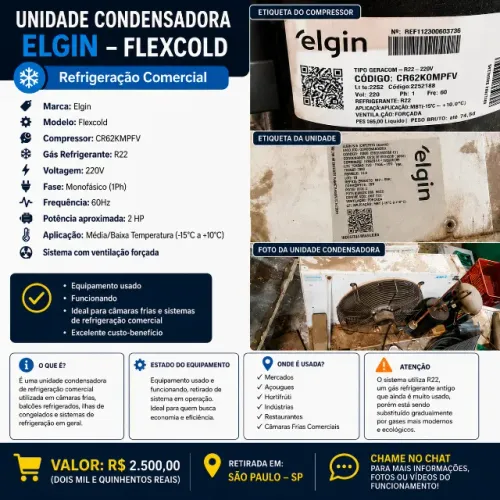 ? Unidade Condensadora Elgin Flexcold CR62KMPFV - Refrigeração Comercial