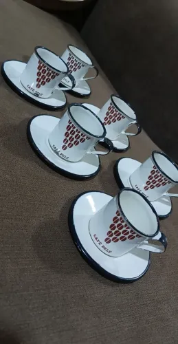 Xícaras esmaltadas vintage Café Pelé
