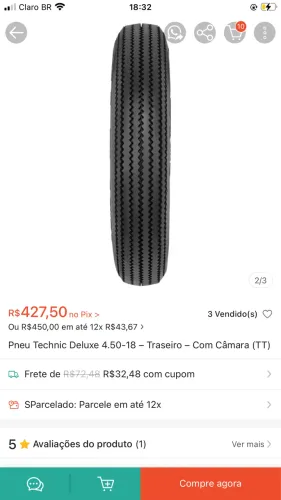 Pneu techinc deluxe aro 4.50 r15 para moto custom