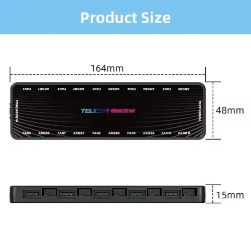 Controladora Teucer Lp-10 Argb 5v com 10 portas PWM + 10 portas ARGB 5v (3 pinos)- Novo!