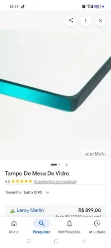 Tampão de mesa (vidro temperado). 