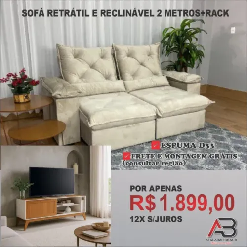Lindo sofá Retrátil Reclinável + Rack 
