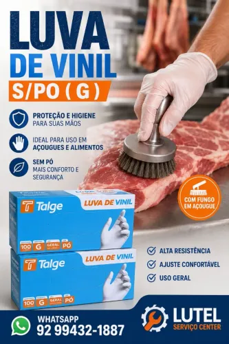 LUVA DE VINIL S/PÓ P/M/G/GG