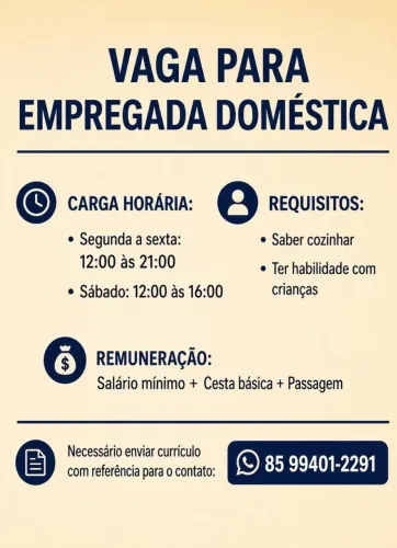 VAGA PARA DOMÉSTICA 