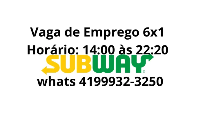 Atendente Subway Shopping Jardim das Américas