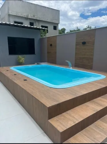 Piscinas de fibra completas e instaladas com deck de brinde