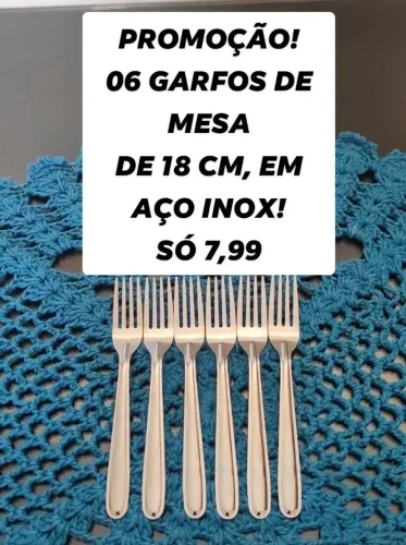 Jogo Com 06 Facas de Churrasco e Jogo de 06 Garfos de Mesa Em Aço Inox 