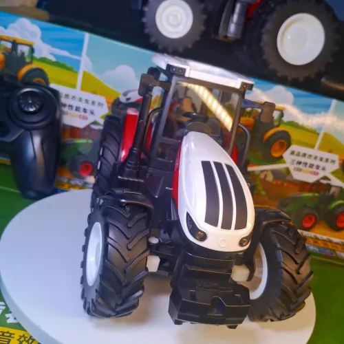 Trator de controle remoto Vermelho e Branco