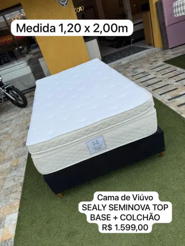 Cama de viúva SEALY PILLOW TOP SEMINOVA - Entrego! 