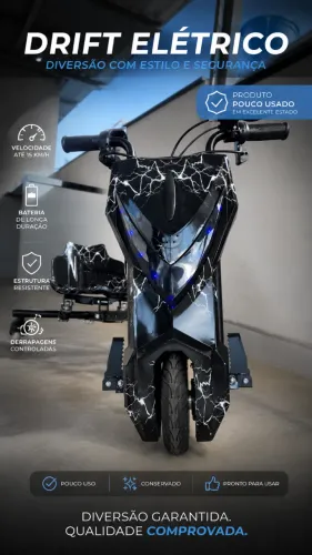 Triciclo Elétrico Drift LED 350W Bluetooth 3 Velocidades com Amortecedor