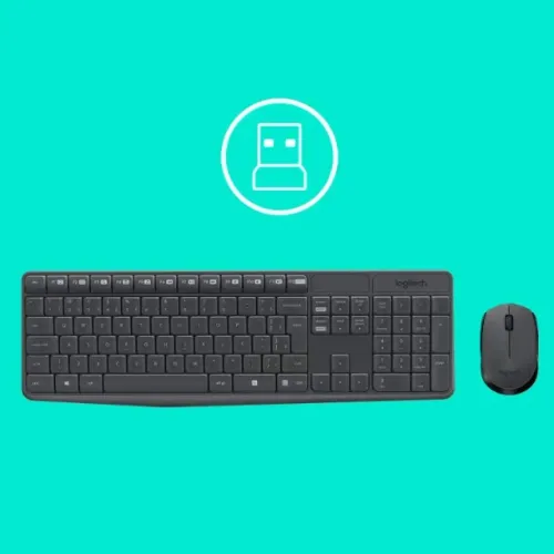 Combo Teclado e Mouse sem fio Logitech MK235 com Conexão USB, Pilhas Inclusas e Layout ABN