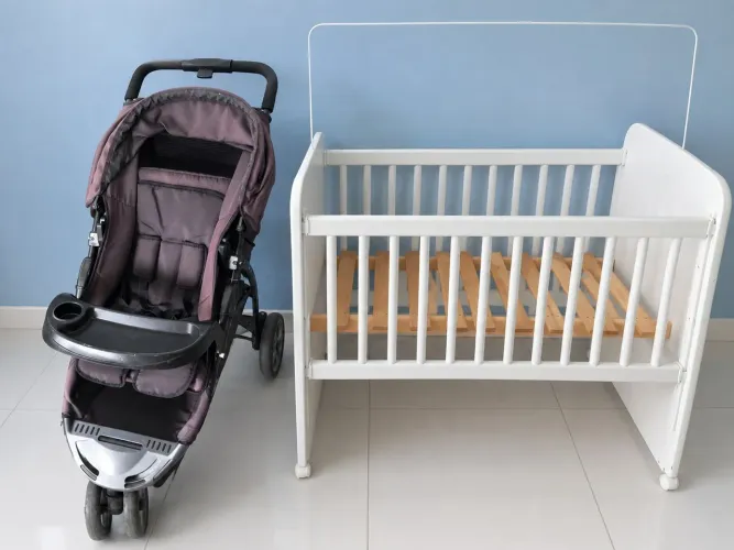 Vendo carrinho de bebê e mini berço Moisés com colchão 