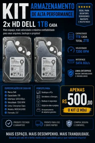 Kit 2 HDs Dell Enterprise 1TB cada (2TB total) 