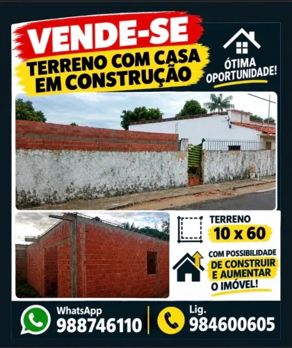 Vendo Terreno com casa em construção