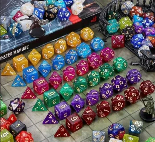 Kit de 7 Dados RPG Poliédricos - D4 a D20 - Conjunto jogo Magic the gathering D&D