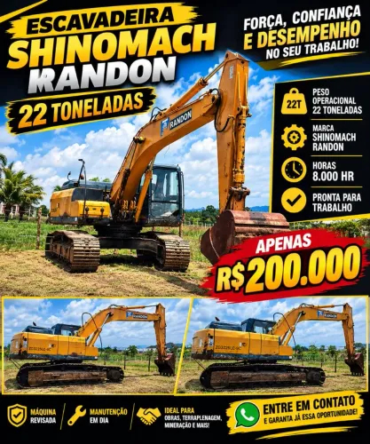 Escavadeira 22 toneladas marca shinomach ano 2013 equivalente a 320