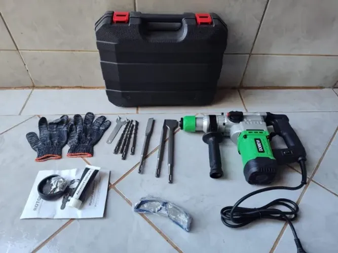 Martelo Elétrico 3 em 1 |Drill/Hammer/Chisel Modes+ Troca Rápida + Anti-Poeira & Absorção