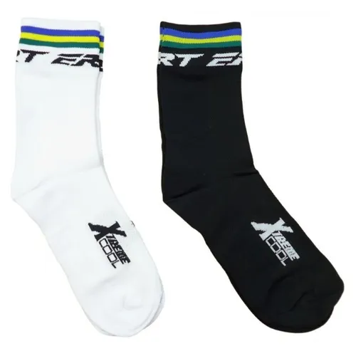 Meias para Ciclismo ERT Xtreme Cool Poliamida Preta/Branca com Cores do Brasil 5687