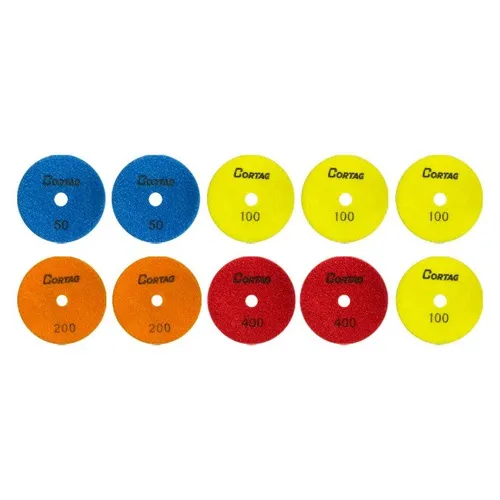 Kit de Discos Diamantados com Velcro para Polimento Brilho D?água G50 G100 G200 Cortag