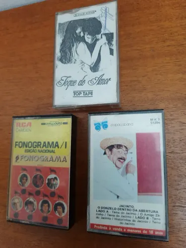 Fita K7 Lote com três Jacinto Donzelo, Fonograma/1, Top Tape.