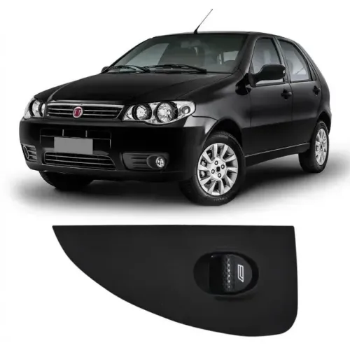 Botão de Vidro Elétrico Fiat Palio 01 / Fire -Direito Simples Moldura Curta Âmbar - Golden