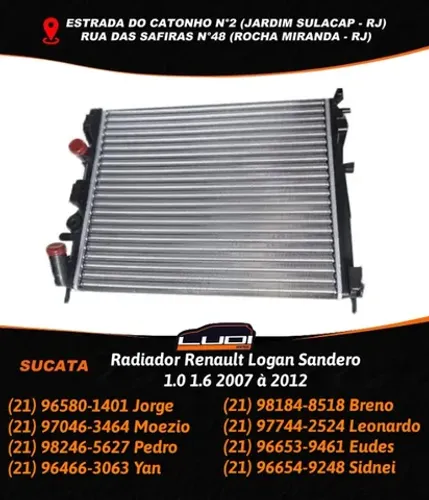 Radiador Renault Logan Sandero 1.0 1.6 2007 à 2012