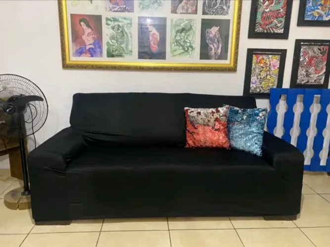 Capa de Sofá Coladinha 2 e 3 Lugares Preta