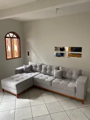 Sofá 3 lugares 3.0 largura com linho pé de madeira frete grátis R$ 2.999,99 A vista