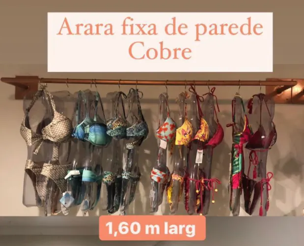 Arara fixa de parede cobre 1,60m largura