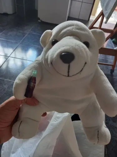 Urso de Pelúcia Polar Branco COCA Cola
