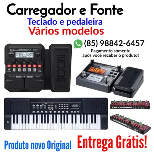 Carregador e fonte para teclado e pedaleira microfone entrega Grátis 