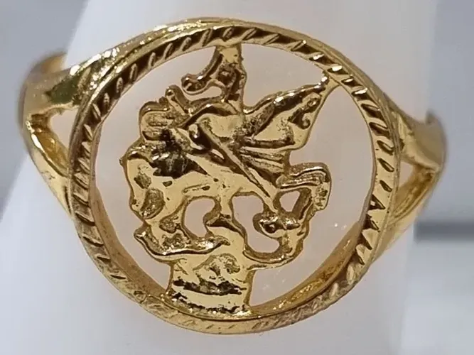Anel São Jorge banhado a ouro