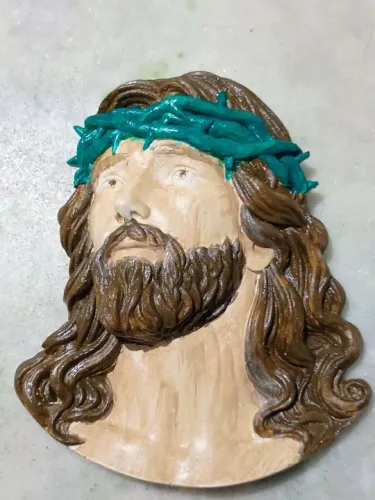 Escultura de Jesus Cristo em gesso 3d premium