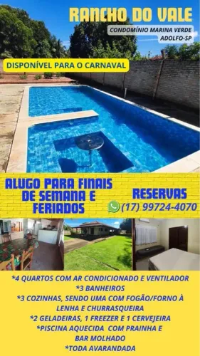 Aluguel Rancho Marina Verde do Tietê -Adolfo (sp)